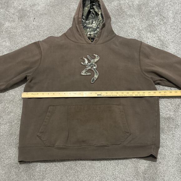 Browning Hoodie Mens XL Brown Camo Buckmark Logo Pullover Sweatshirt Hunting - Picture 4 of 6